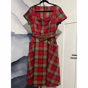 Voodoo Vixen Tartan Red and Green Midi Dress